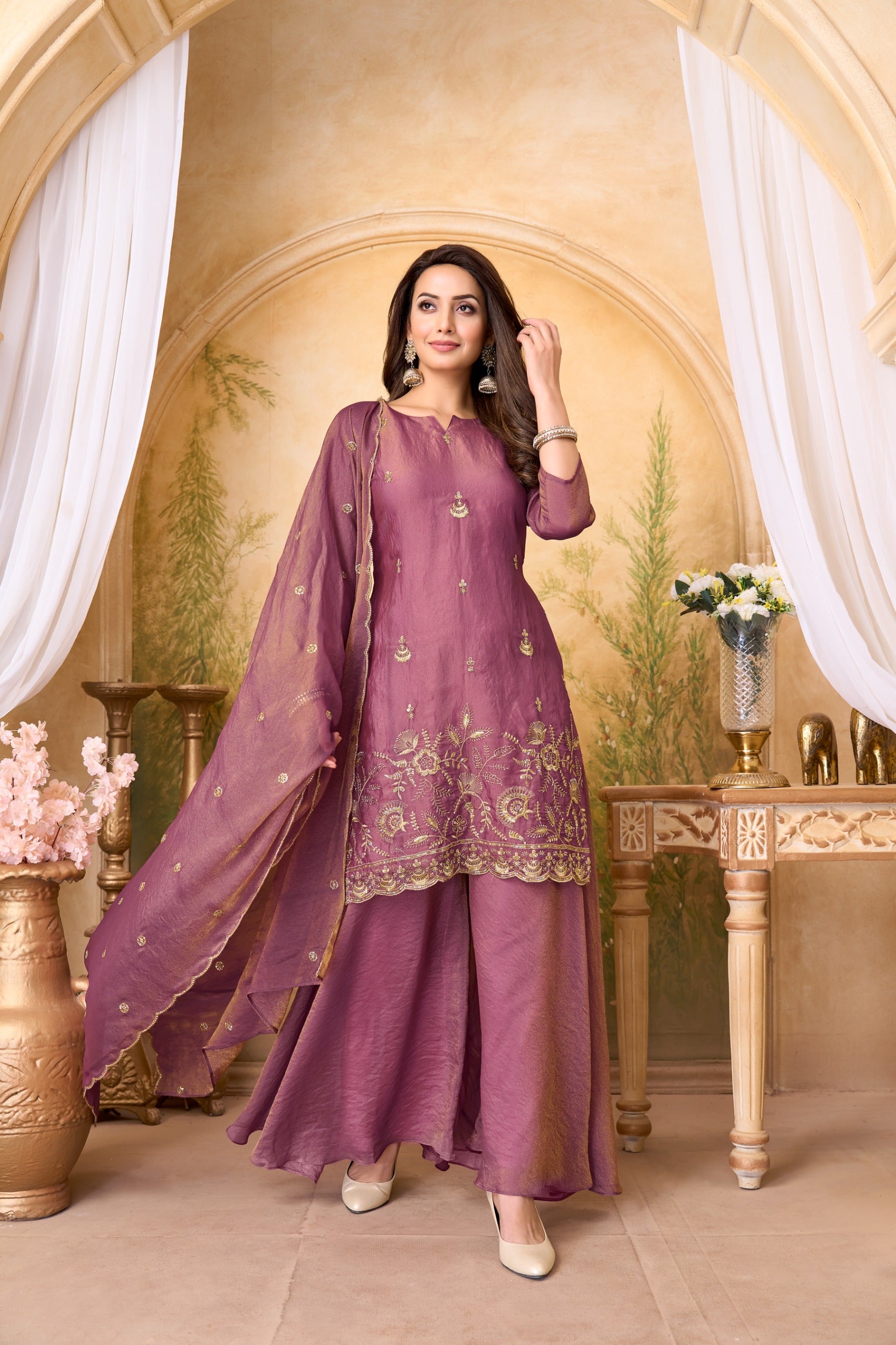 Anaita L Purple Silk Readymade Suit with Coding Work - Dista