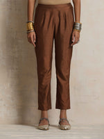 Thumbnail for trueBrowns Brown Silk Slit Kurta Set - Distacart