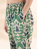 Thumbnail for trueBrowns Green Cotton Ikat Relaxed Co-ord Set - Distacart