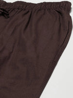 Thumbnail for Fabmade Men's Brown Cotton Linen Pyjama