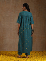 Thumbnail for trueBrowns Deep Sea Gold Cotton Relaxed High-Low Kurta Set - Distacart