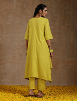 Thumbnail for trueBrowns Lime Gold Cotton Handkerchief Kurta Set | Relove - Distacart