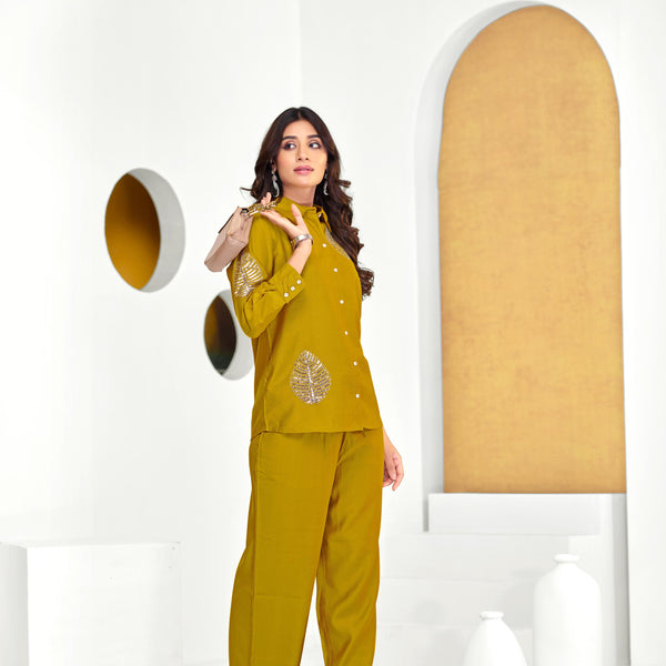 BulBul Saroj Mustard Chanderi Co-Ord Set