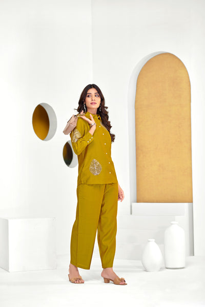 BulBul Saroj Mustard Chanderi Co-Ord Set