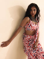 Thumbnail for trueBrowns Carrot Muslin Ikat Ready to Wear Saree - Distacart
