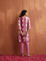 Thumbnail for trueBrowns Pink Geometric Print Kurta Co-ord Set