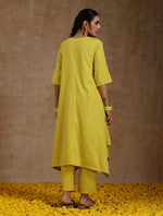 Thumbnail for trueBrowns Lime Gold Cotton Handkerchief Kurta Set - Distacart