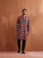 Thumbnail for trueBrowns Men's Rust Printed Kurta