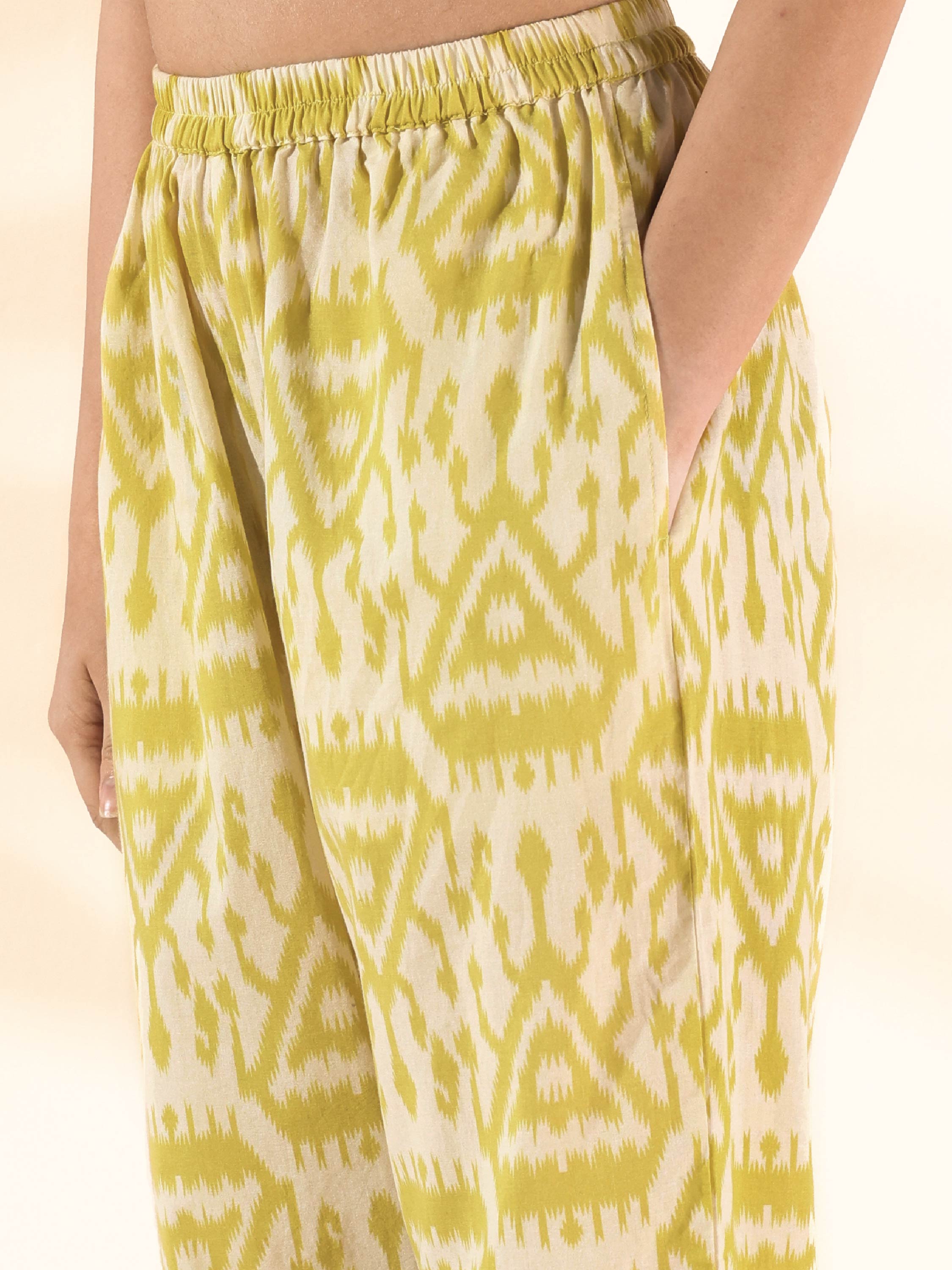 trueBrowns Lime Cotton Ikat Sleeveless Co-ord Set - Distacart