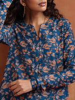 Thumbnail for trueBrowns Blue Print Kurta Co-ord Set