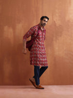 Thumbnail for trueBrowns Men's Beige Printed Kurta