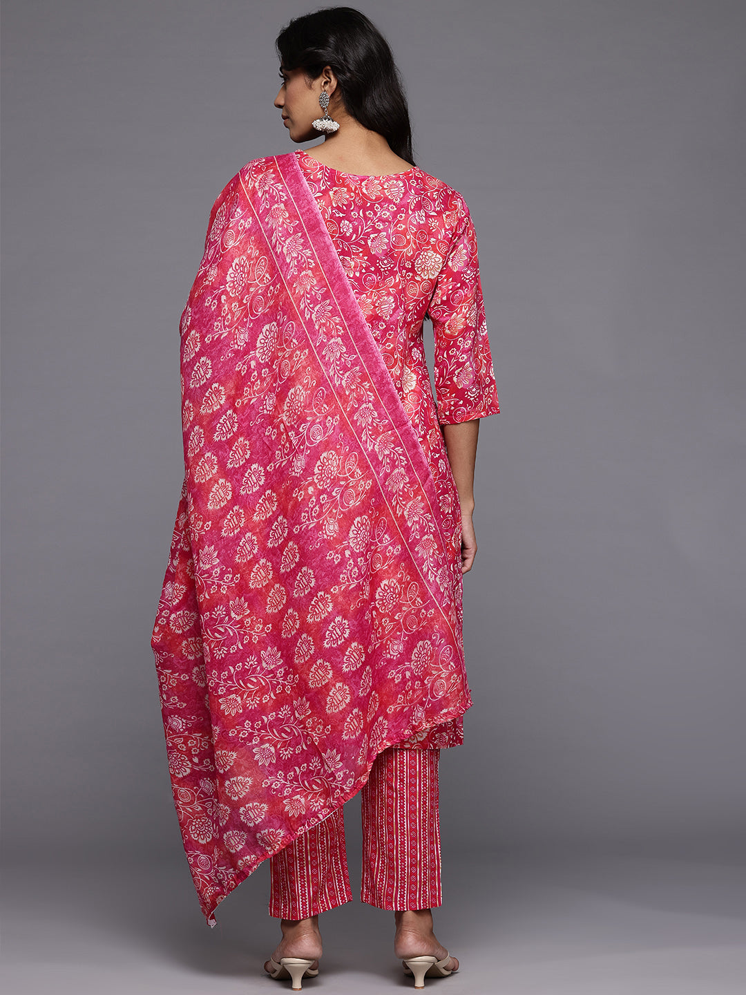 Varanga Women Floral Jaipuri Printed Lace Detaled Kurta Set With Dupatta - Distacart