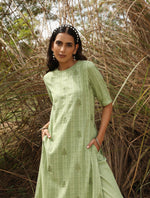 Thumbnail for trueBrowns Green Cotton Dobby Embroidered Kurta Set
