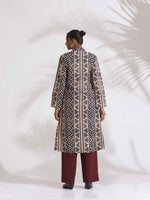 Thumbnail for trueBrowns Beige Cotton Geometric Print Shirt Kurta Set
