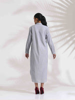Thumbnail for trueBrowns Grey Stripe Cotton Shirt Dress