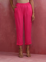 Thumbnail for trueBrowns Pink Modal High Slit Kurta Set - Distacart
