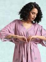Thumbnail for trueBrowns Light Mauve Printed Velvet Co-Ord Set - Distacart