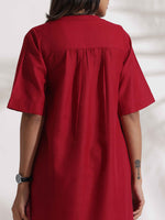 Thumbnail for trueBrowns Maroon Slub Highslit Kurta Set