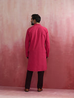 Thumbnail for trueBrowns Men's Pink Mandarin Collar Kurta - Distacart