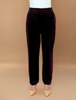 Thumbnail for trueBrowns Maroon Velvet Embroidered Kurta Set