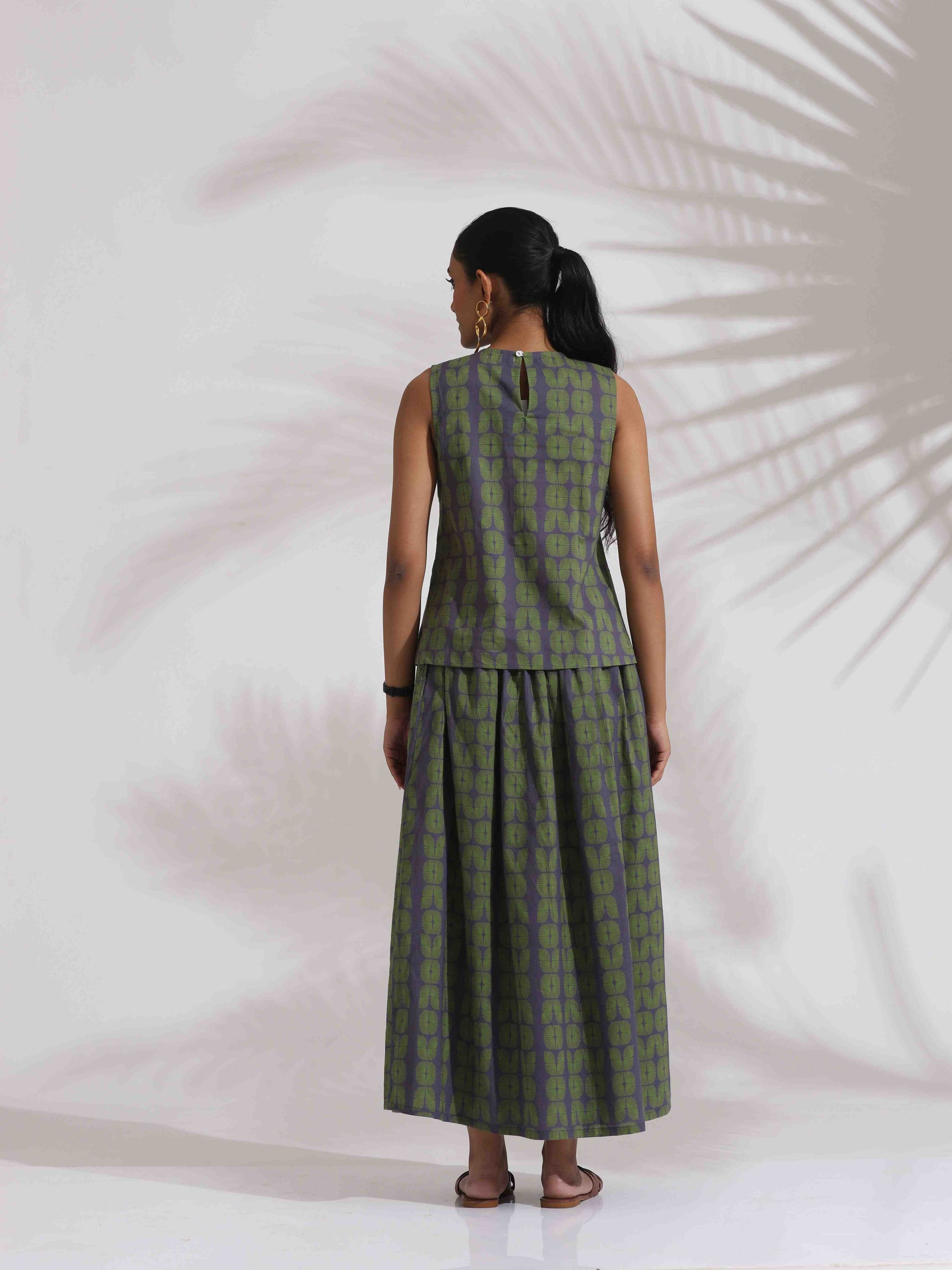 trueBrowns Grey Cotton Skirt Co-ord Set - Distacart