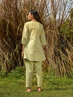 Thumbnail for trueBrowns Green Cotton Embroidered Co-ord Set