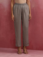 Thumbnail for trueBrowns Grey High low Kurta Set