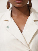 Thumbnail for trueBrowns Off-White Cotton Linen Dress