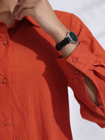 Thumbnail for trueBrowns Orange Cotton Solid Shirt Kurta Co-ord Set