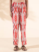 Thumbnail for trueBrowns Maroon Cotton Ikat Slit Kurta Pant Set - Distacart