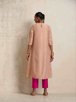 Thumbnail for trueBrowns Blush Pink Tissue A-line Kurta Set