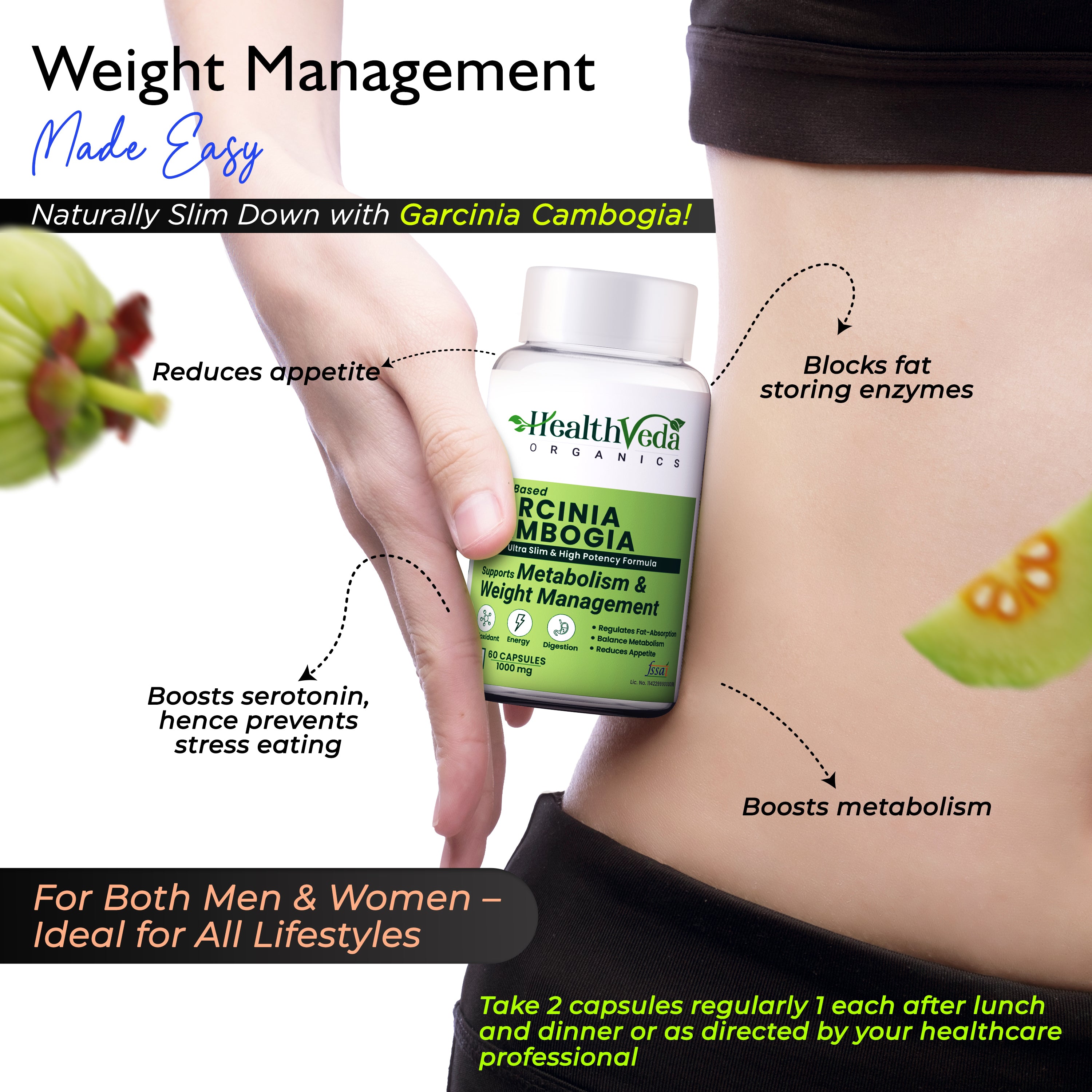 Health Veda Organics Plant Based Garcinia Capsules - Distacart