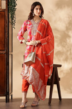 Thumbnail for BulBul Darshita Fuschia Rayon Kurta Set with Dupatta