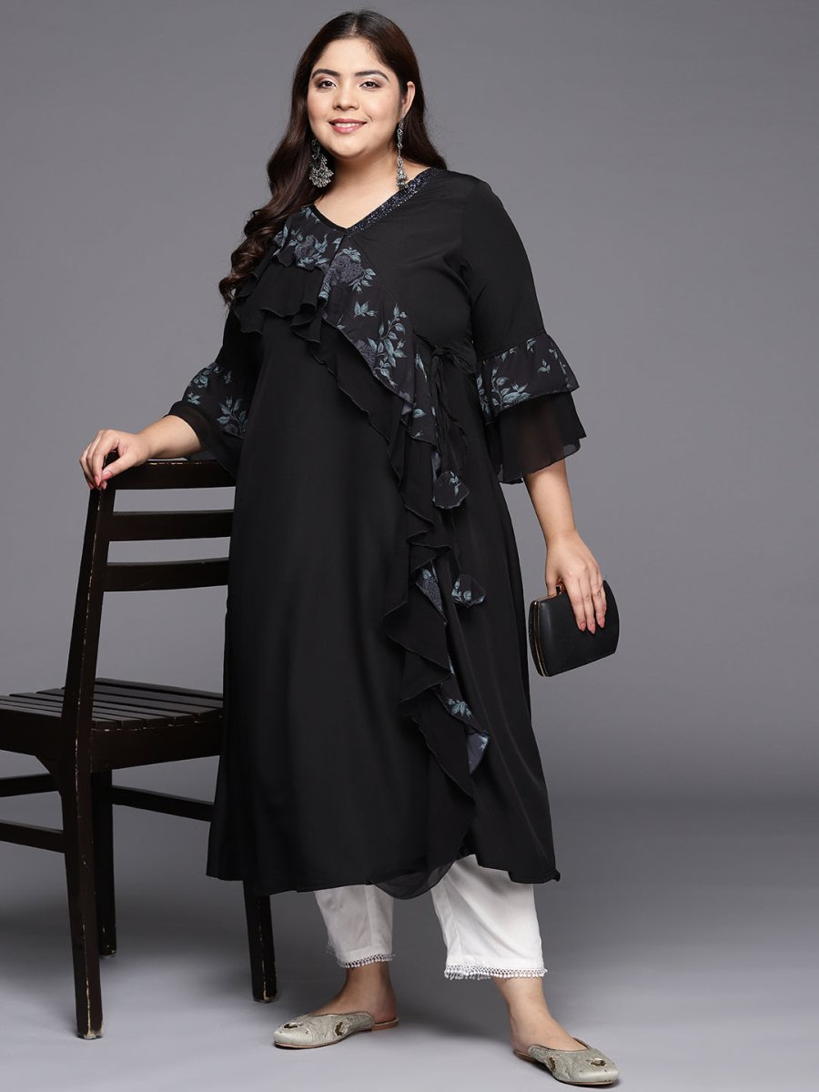 Ahalyaa Floral Bell Sleeves Kurta - Distacart