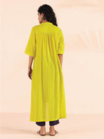 Thumbnail for trueBrowns Lime Cotton Dobby High-Low Kurta Pant Set - Distacart