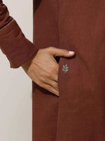 Thumbnail for trueBrowns Brown Cotton Linen Kurta Pant Set