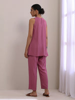 Thumbnail for trueBrowns Onion Pink Dobby Sleeveless Short Co-Ord Set - Distacart