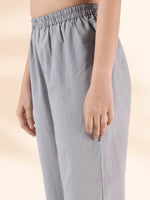 Thumbnail for trueBrowns Blue Cotton Ikat Flared Kurta Pant Set - Distacart