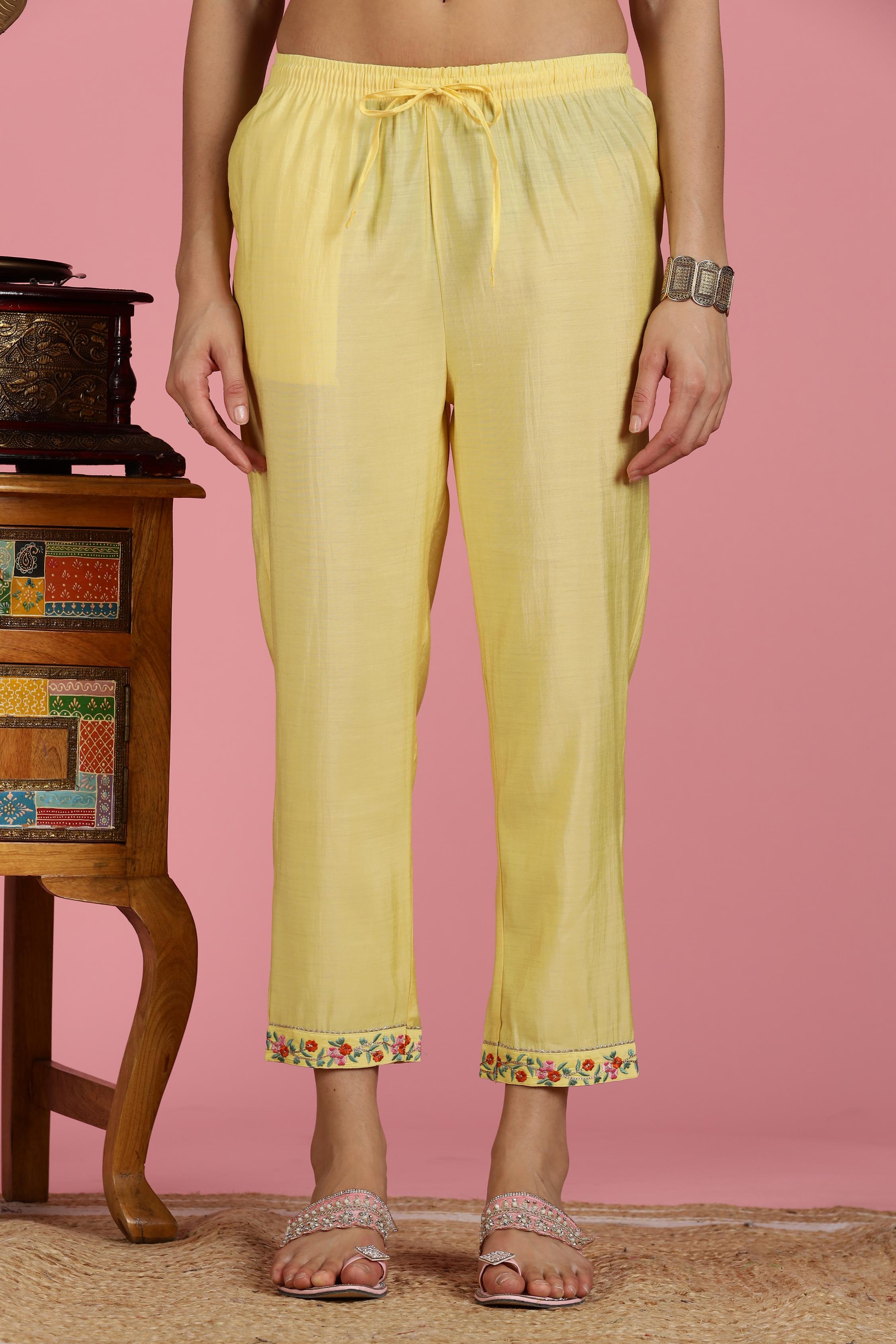 BulBul Women Yellow Embroidered Chanderi Kurta Set
