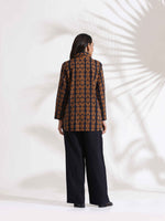 Thumbnail for trueBrowns Black Cotton Print Jacket Top Co-ord Set