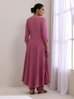 Thumbnail for trueBrowns Onion Pink Dobby Anarkali Pant Set - Distacart