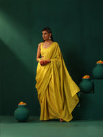 Thumbnail for trueBrowns Lime Cotton Gold Lurex Striped Ready to Wear Saree - Distacart