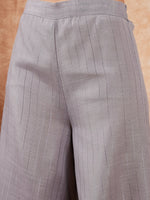 Thumbnail for InWeave Light Grey Lurex Halter Neck W/S Kurta Palazzo Set