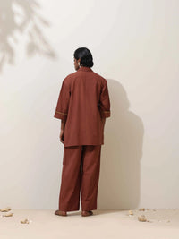 Thumbnail for trueBrowns Brown Cotton Linen Co-Ord Set