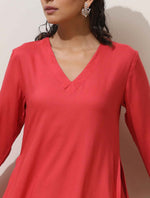 Thumbnail for trueBrowns Coral Viscose Solid Kurta Pant Set