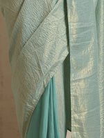 Thumbnail for trueBrowns Blue Gold Metallic Ready To Wear Saree