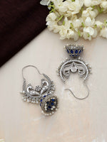 Thumbnail for trueBrowns Silver Tone Peacock Jhumka Earrings - Distacart