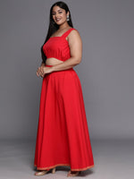 Thumbnail for Ahalyaa Plus Size Ethnic Top & Skirt with Shrug - Distacart