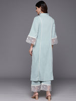 Thumbnail for Varanga Women Sea Green Organza And Lace Detailed Kurta Set - Distacart
