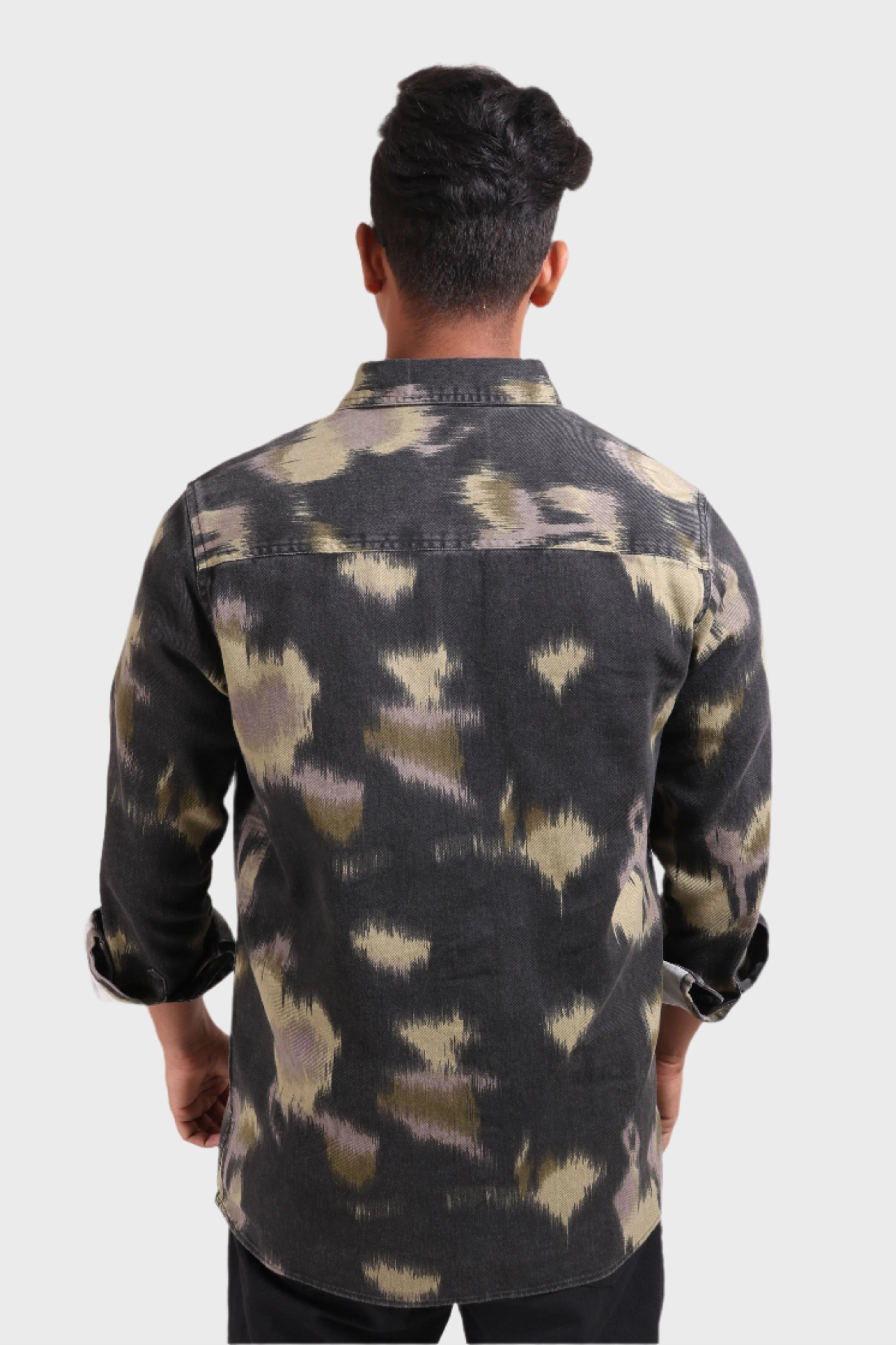 Xkind Light Green Printed Denim Shacket